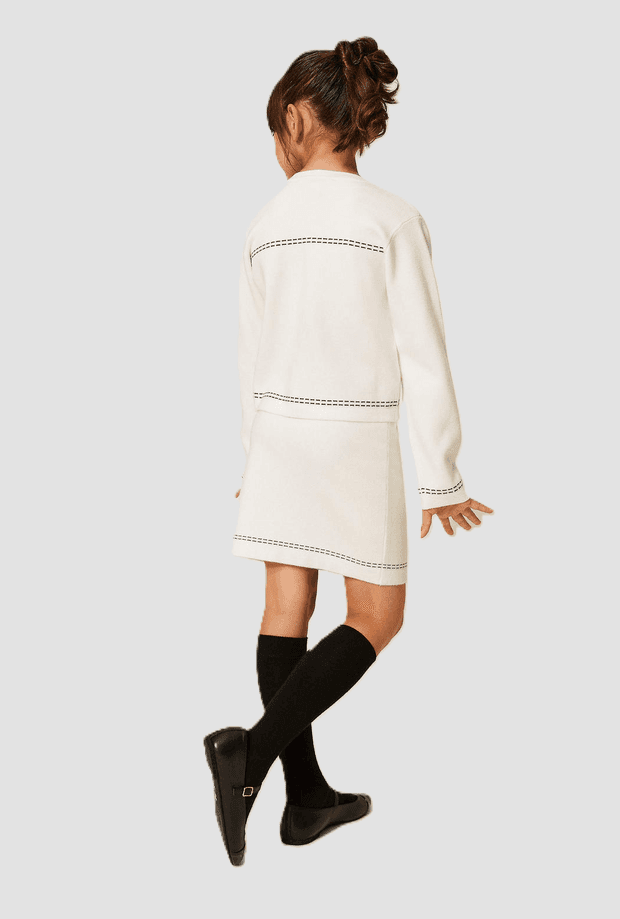 TWINSET gonna con impunture bambina bianco neve - 4