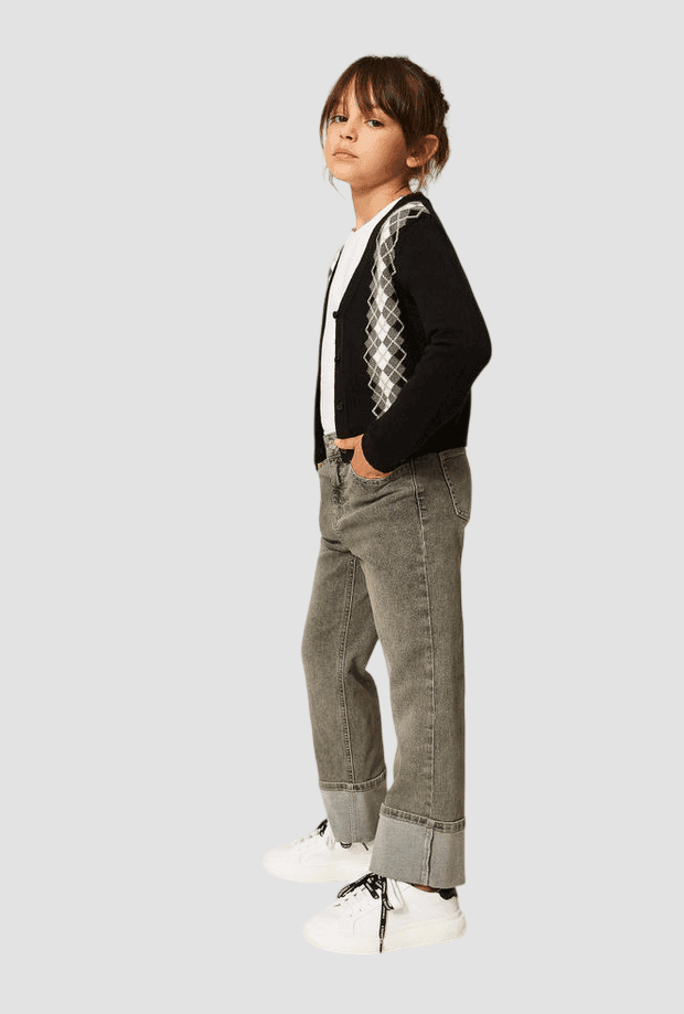 TWINSET jeans con risvolto bambina denim grigio - 2