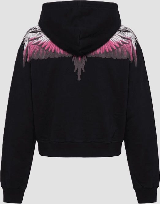 COUNTY OF MILAN felpa wings crop con cappuccio donna nero-rosa - 2