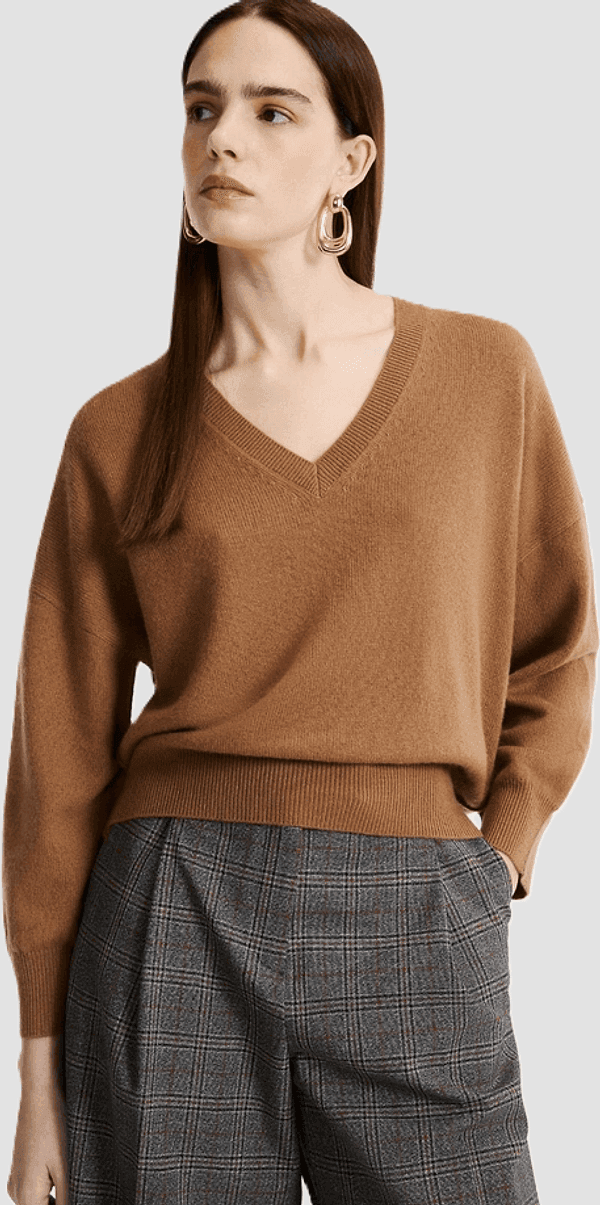 MARELLA maglia con collo a v misto cashmere donna cammello - 2