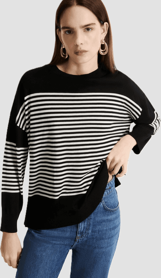 MARELLA maglia a righe in puro lyocell donna nero-bianco - 2