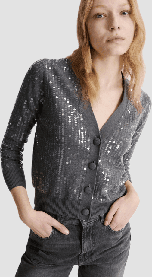 MARELLA cardigan con paillettes donna grigio - 2