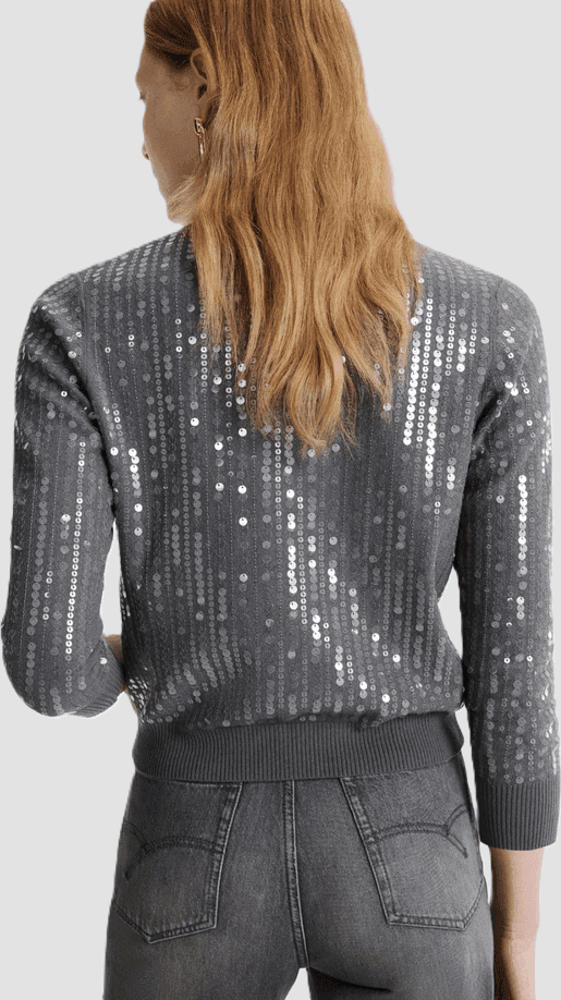 MARELLA cardigan con paillettes donna grigio - 3
