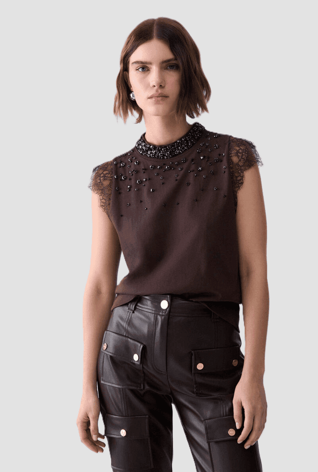 LIU JO t-shirt con strass donna moka - 2