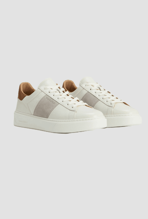 Woolrich scarpe classic court uomo bianco-sabbia - 2