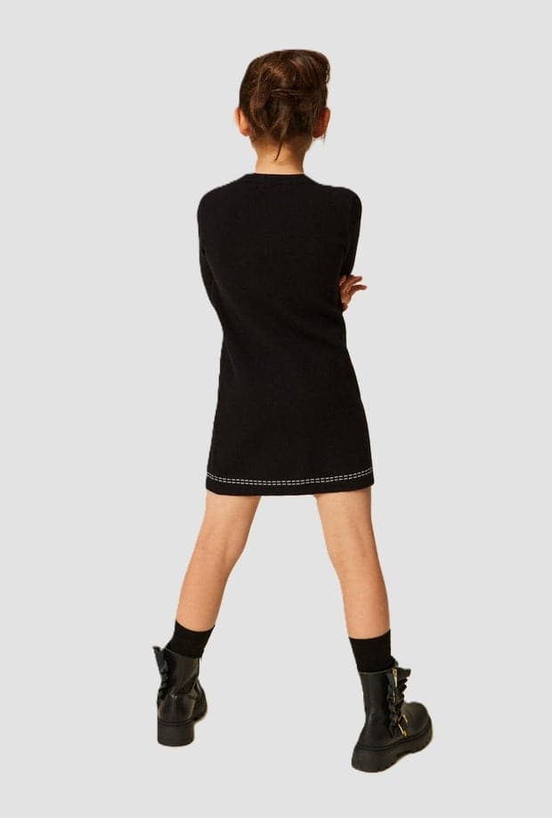 TWINSET abito in maglia con impunture bambina nero - 4
