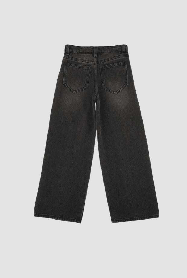 Pinko jeans wide leg con ricamo bambina grigio scuro - 2
