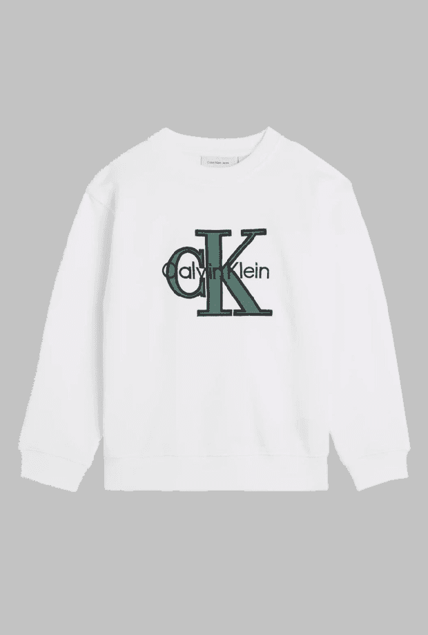 CALVIN KLEIN KIDS felpa girocollo con logo bambino bianco
