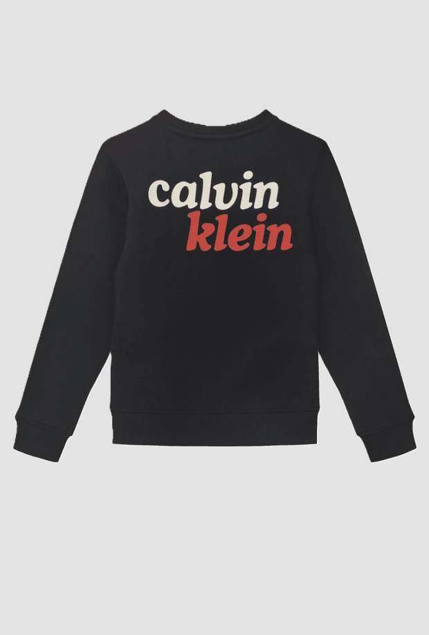 CALVIN KLEIN KIDS felpa gircollo con logo fronte e retro da bambino nero - 2
