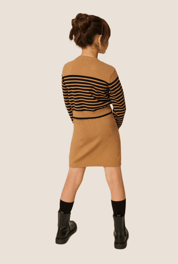 TWINSET cardigan in maglia a righe bambina marrone-nero - 3