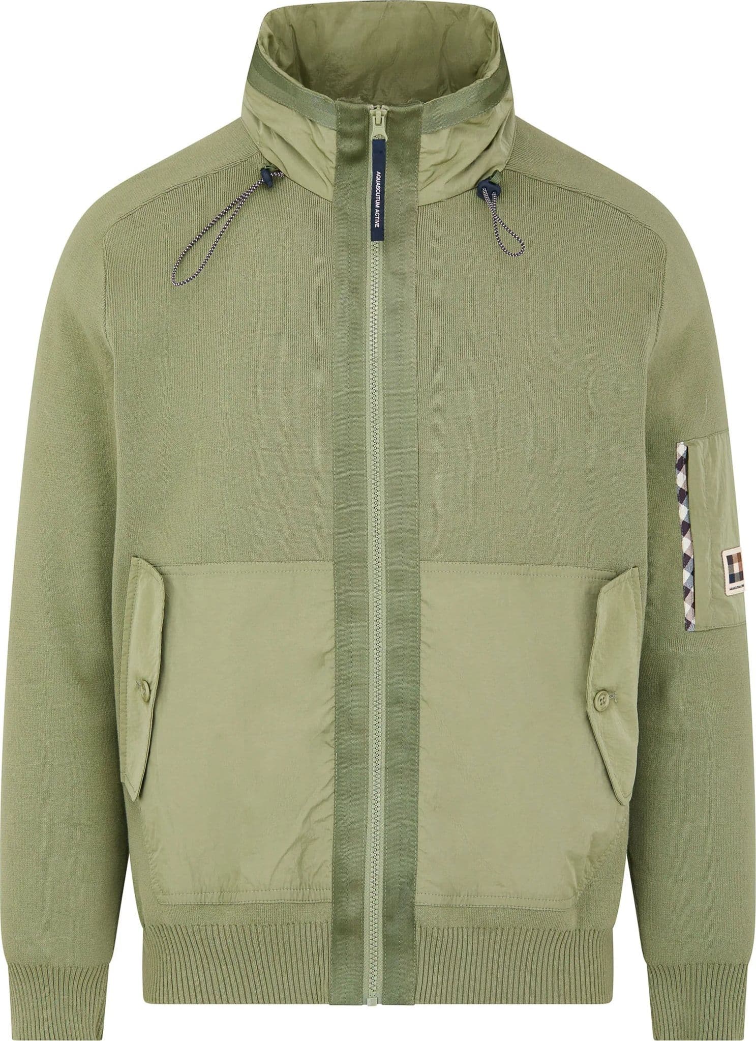 AQUASCUTUM  MAGLIA COTTON KNIT FZ SWEATER AA_A006_WO001 – ARMY GREEN