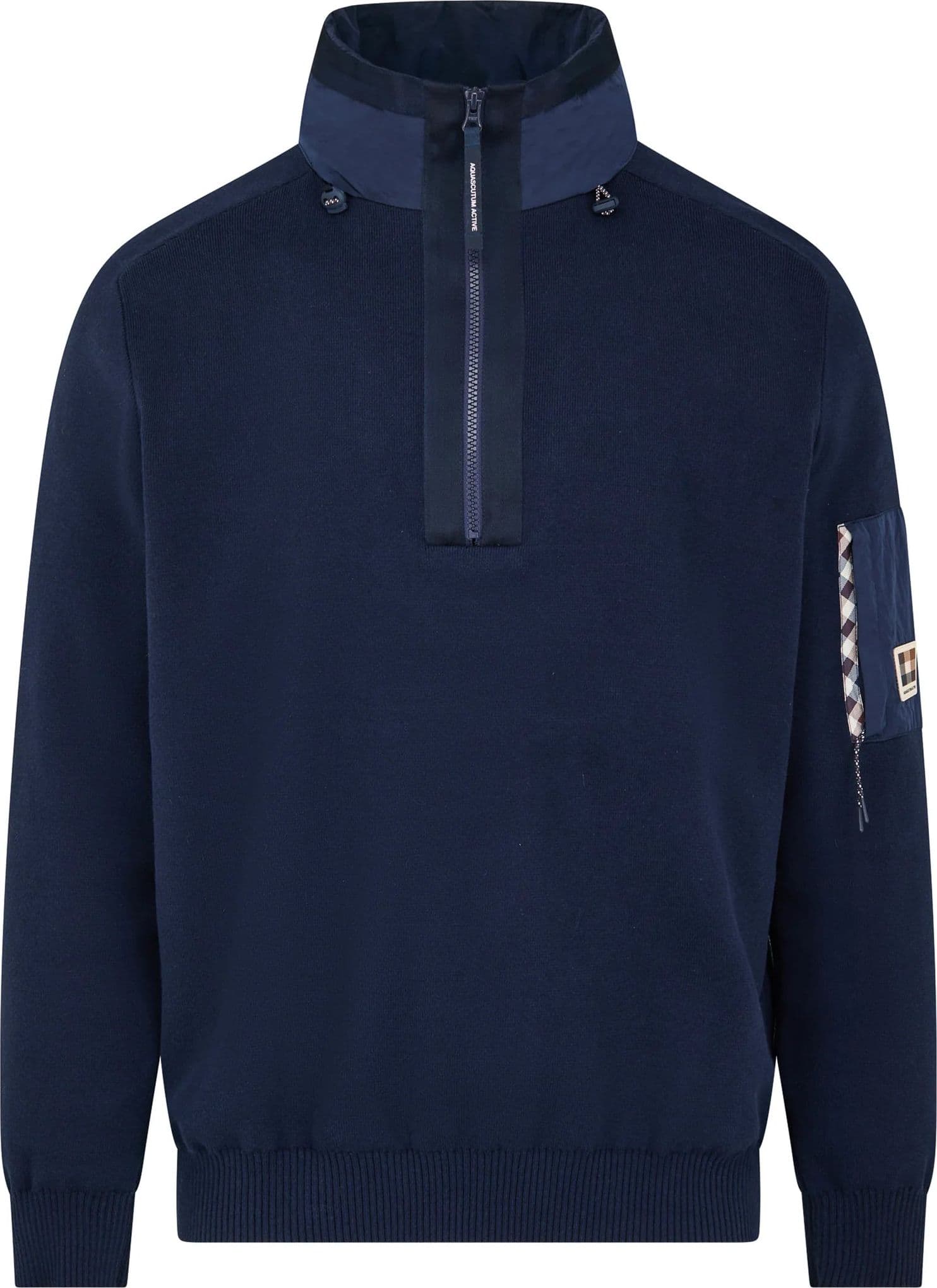 AQUASCUTUM  MAGLIA COTTON KNIT 1/4 ZIP SWEATER AA_A006_WO002 – NAVY