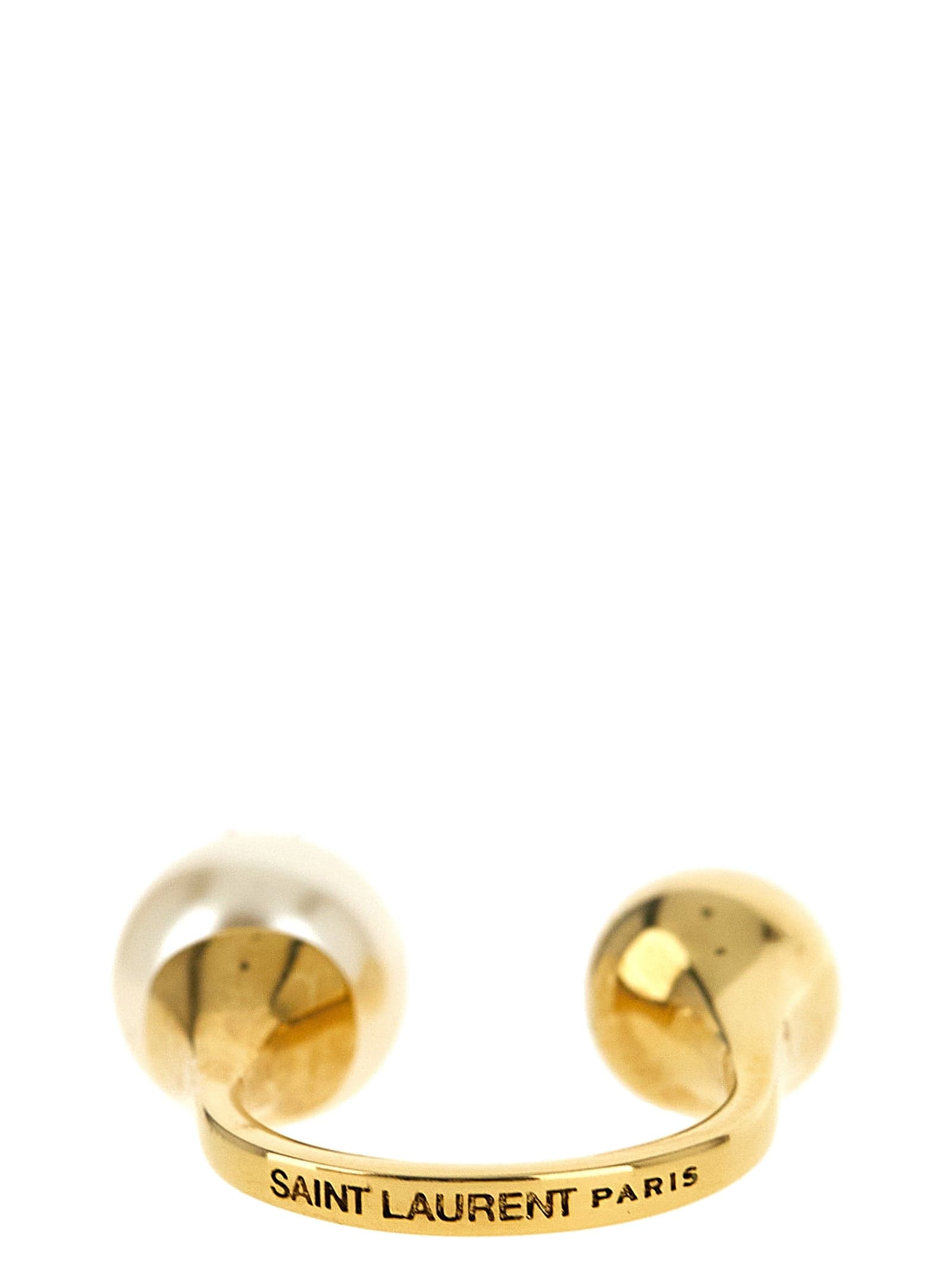 Saint Laurent White Brass Ring - 2