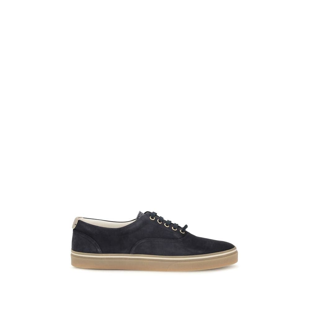 Brunello Cucinelli Blue Suede Leather Low Top Sneakers