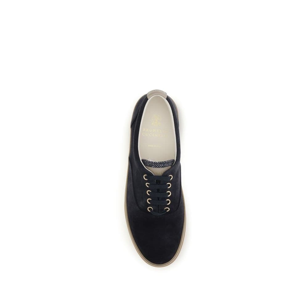 Brunello Cucinelli Blue Suede Leather Low Top Sneakers - 4