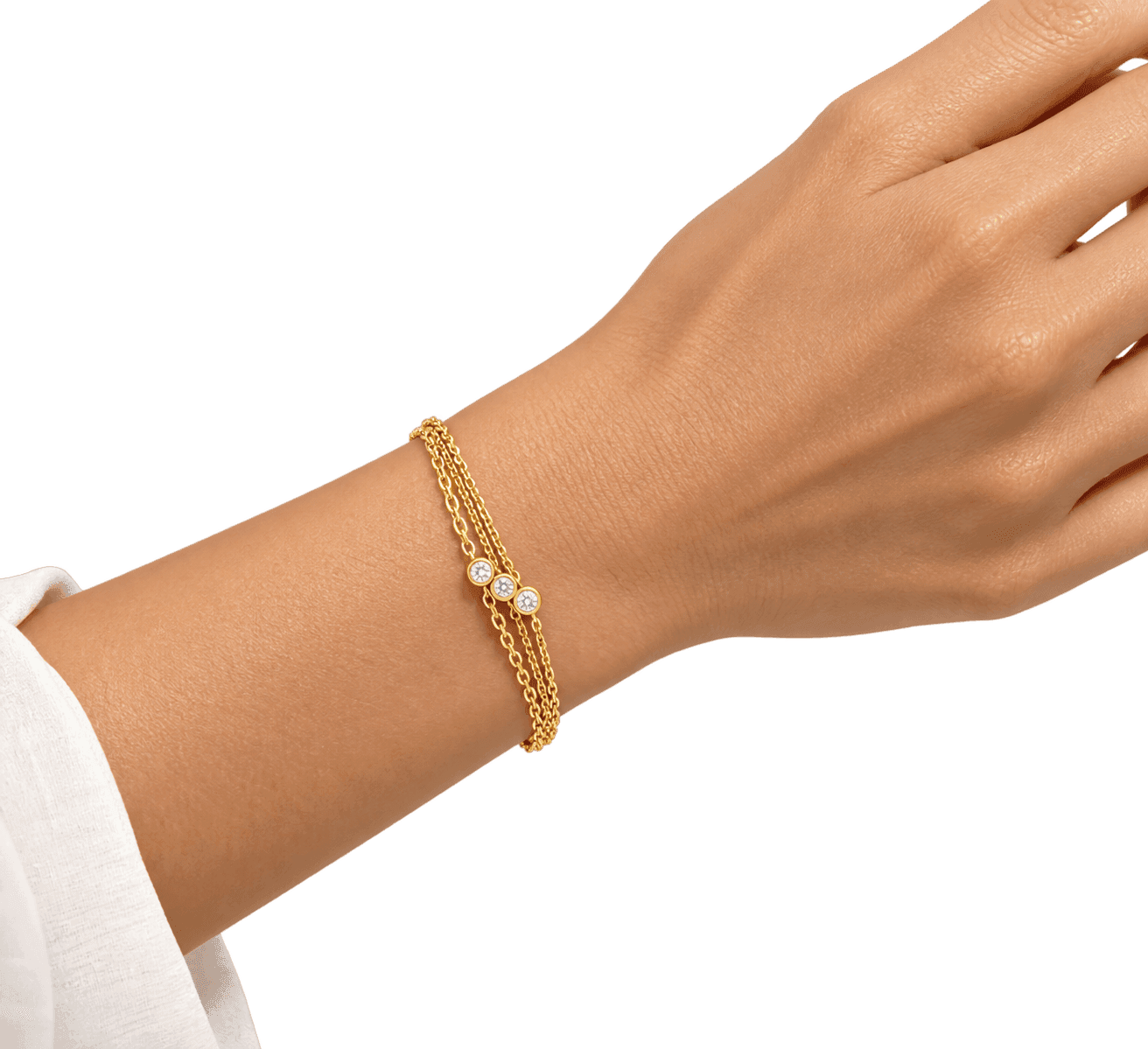 Ops Objects  -  Bracciale tre fili con dettaglio centrale con cristalli - 2