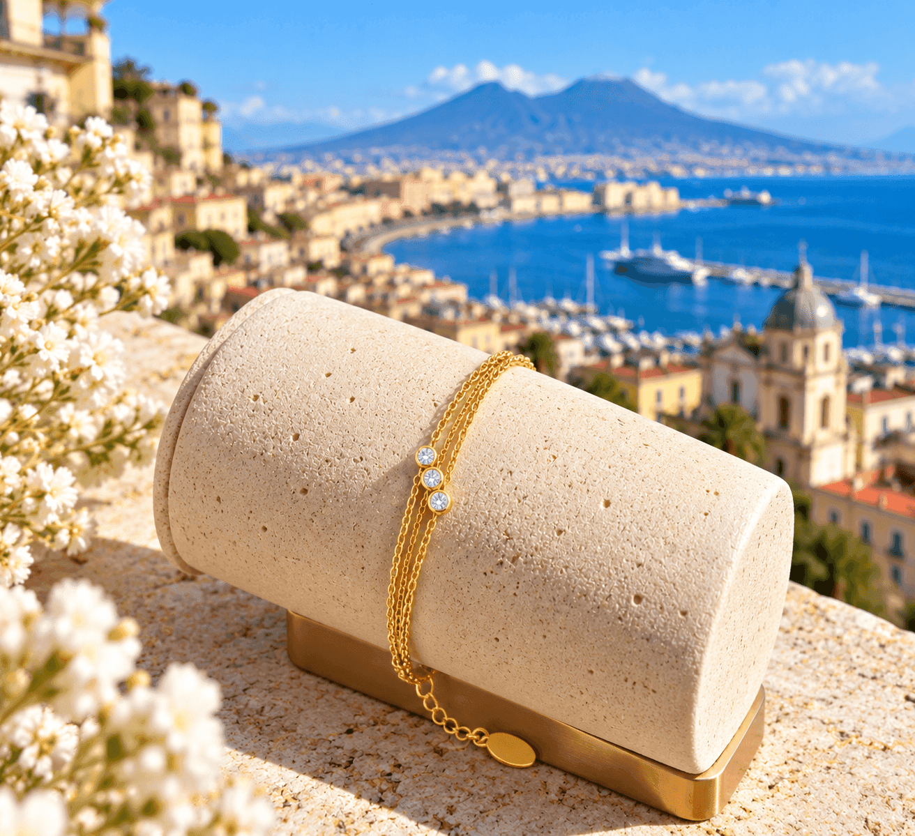 Ops Objects  -  Bracciale tre fili con dettaglio centrale con cristalli - 3