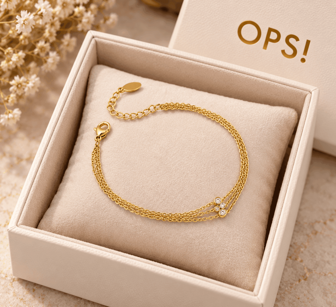 Ops Objects  -  Bracciale tre fili con dettaglio centrale con cristalli - 4