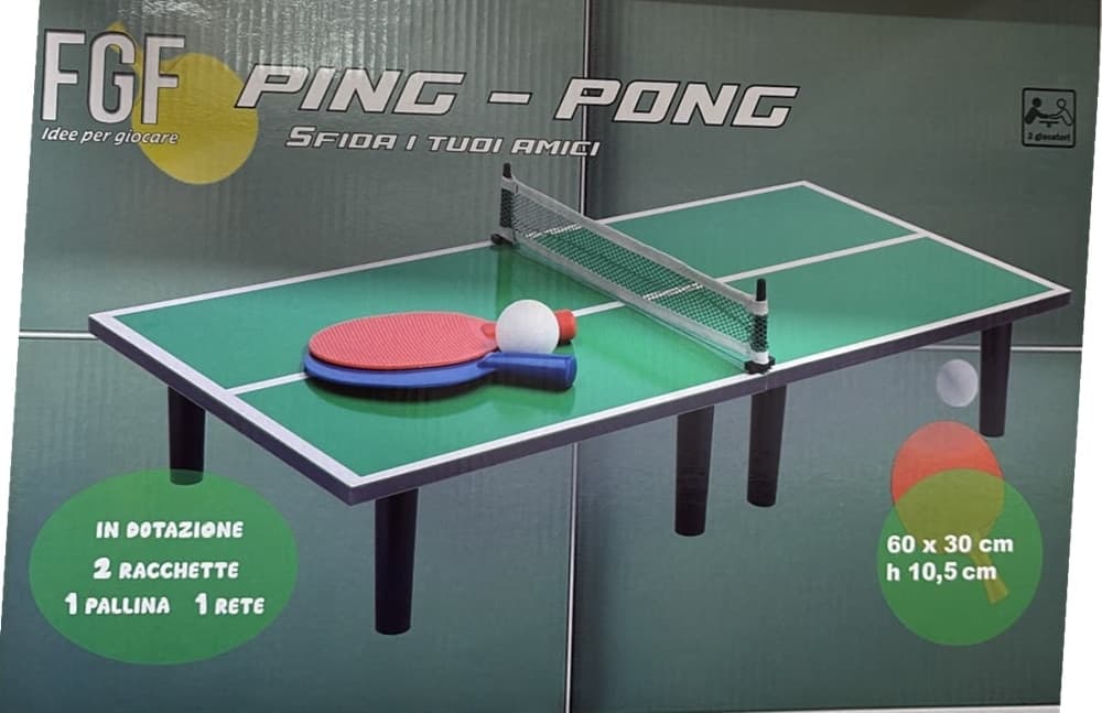 MINI TAVOLO DA PING-PONG GIOCO 60X30X10.5CM CON RACCHETTE PALLINA RETE PORTATILE 237433 - 2