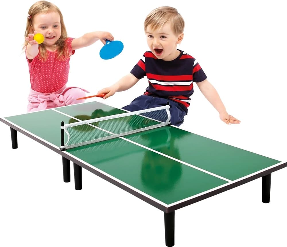 MINI TAVOLO DA PING-PONG GIOCO 60X30X10.5CM CON RACCHETTE PALLINA RETE PORTATILE 237433 - 3