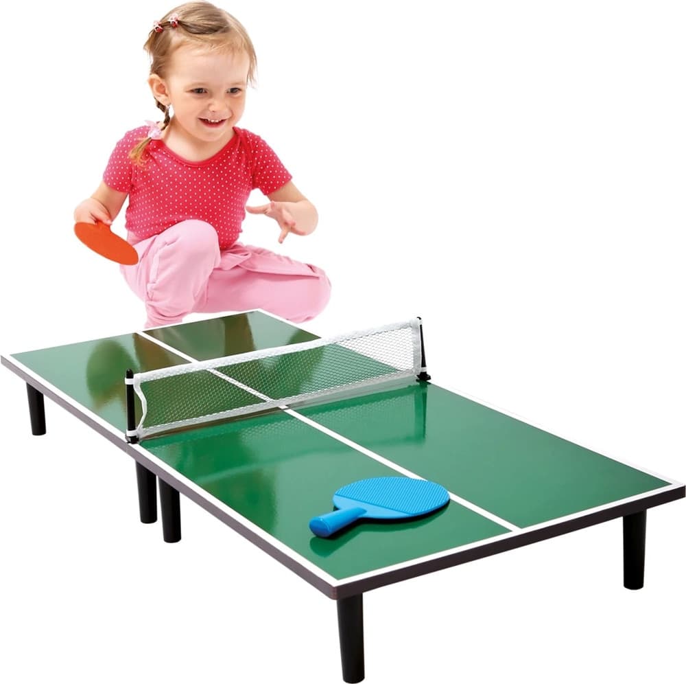 MINI TAVOLO DA PING-PONG GIOCO 60X30X10.5CM CON RACCHETTE PALLINA RETE PORTATILE 237433 - 5