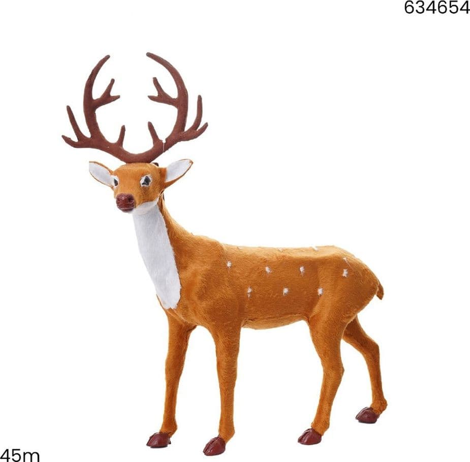 DECORAZIONE NATALIZIA STATUA A FORMA DI RENNA IN PIEDI DESIGN REALISTICO DA 45CM 634654 - 2