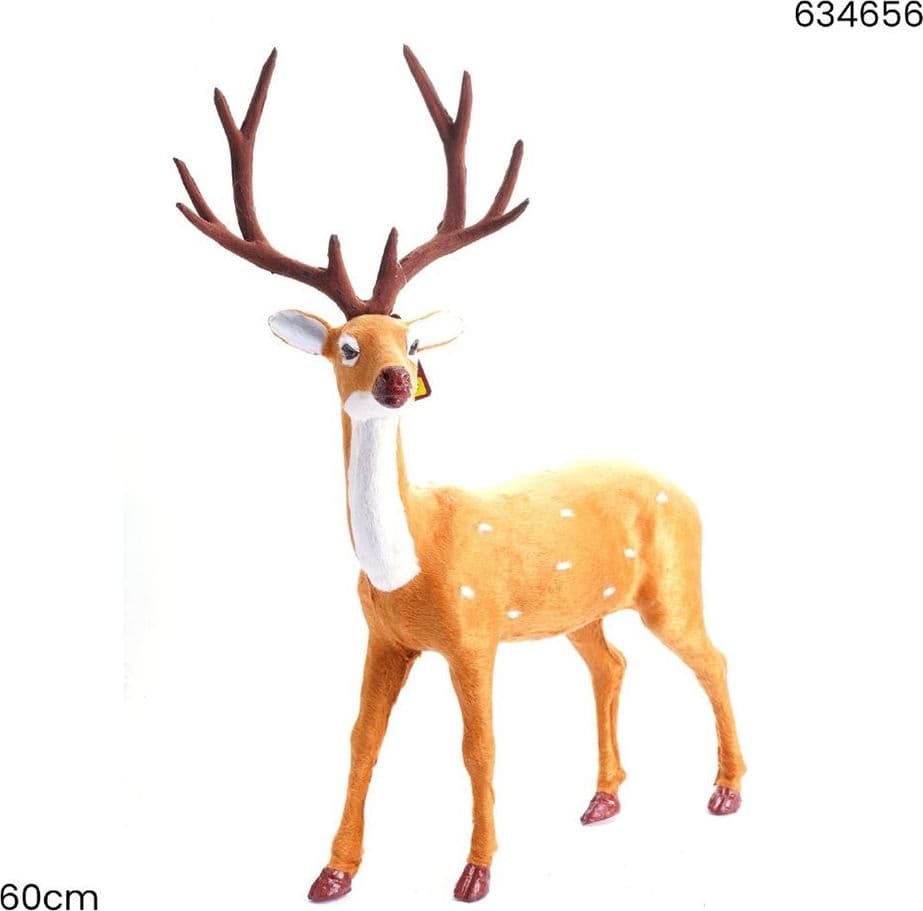 DECORAZIONE NATALIZIA STATUA A FORMA DI RENNA IN PIEDI DESIGN REALISTICO DA 60 CM 634656 - 2