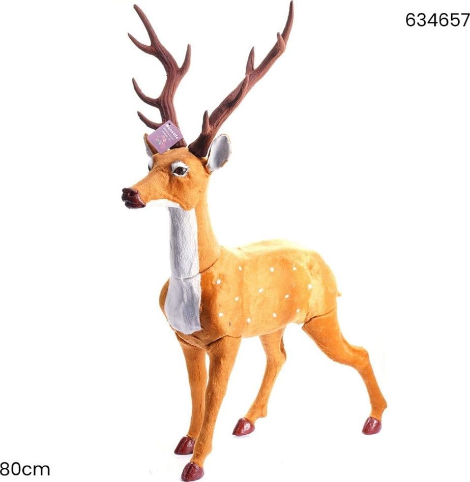 DECORAZIONE NATALIZIA STATUA A FORMA DI RENNA IN PIEDI DESIGN REALISTICO 80CM 634657 - 2