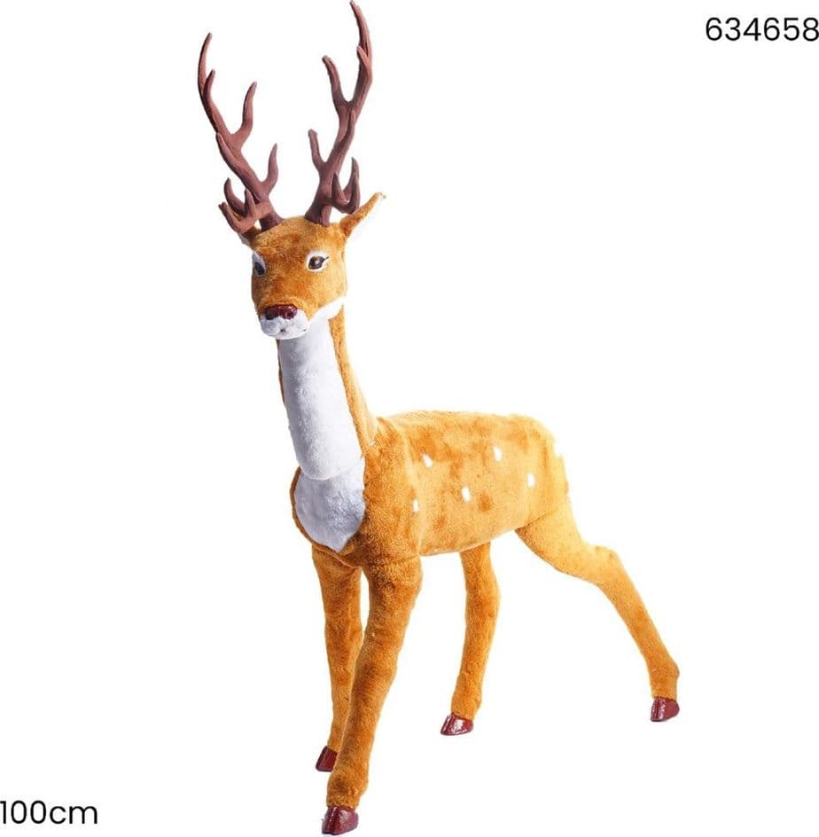 DECORAZIONE NATALIZIA STATUA A FORMA DI RENNA IN PIEDI DESIGN REALISTICO 100 CM 634658 - 2