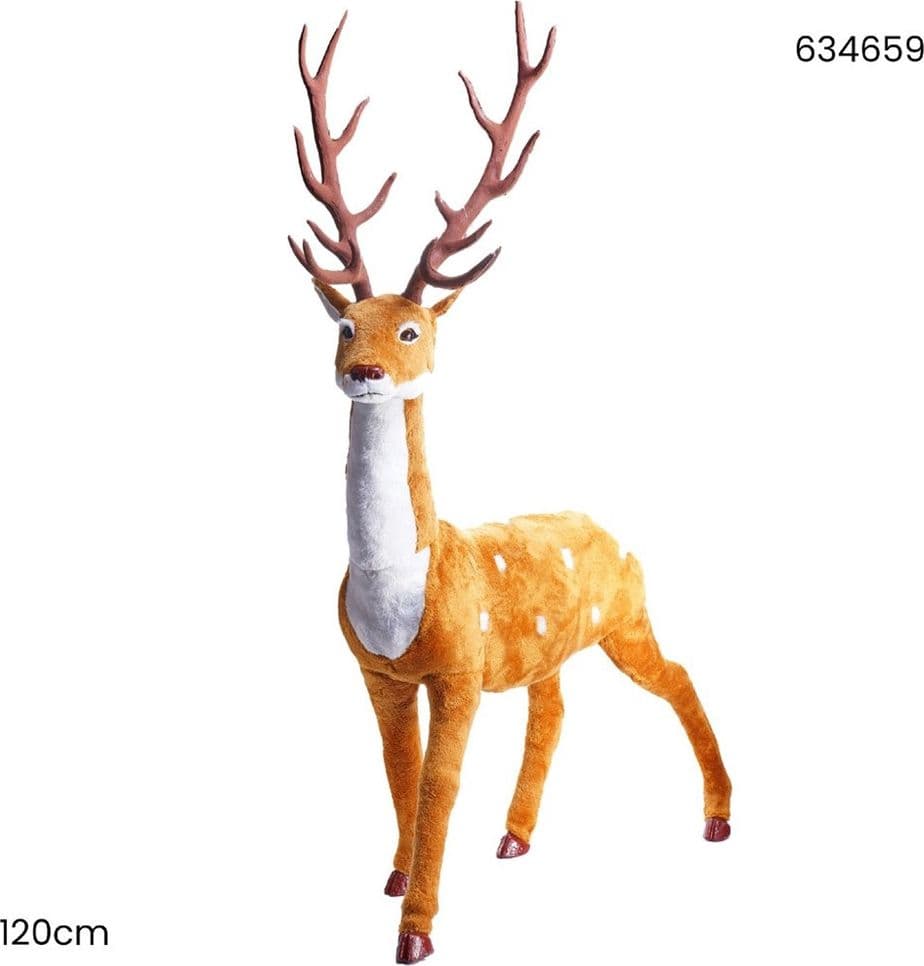 DECORAZIONE NATALIZIA STATUA A FORMA DI RENNA IN PIEDI DESIGN REALISTICO 120CM 634659 - 2