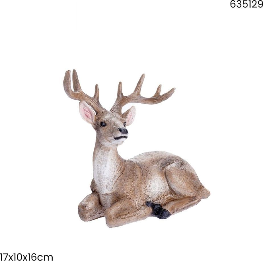 STATUETTA DECORATIVA A FORMA DI RENNA SEDUTA NATALIZIA DA APPOGGIO ARREDO PER CASA 635129 - 2