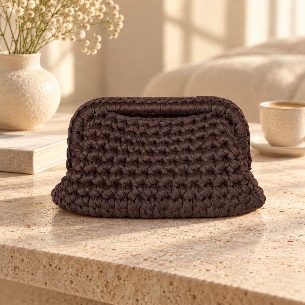 Clutch Bag marrone cioccolato con fodera animalier - 2
