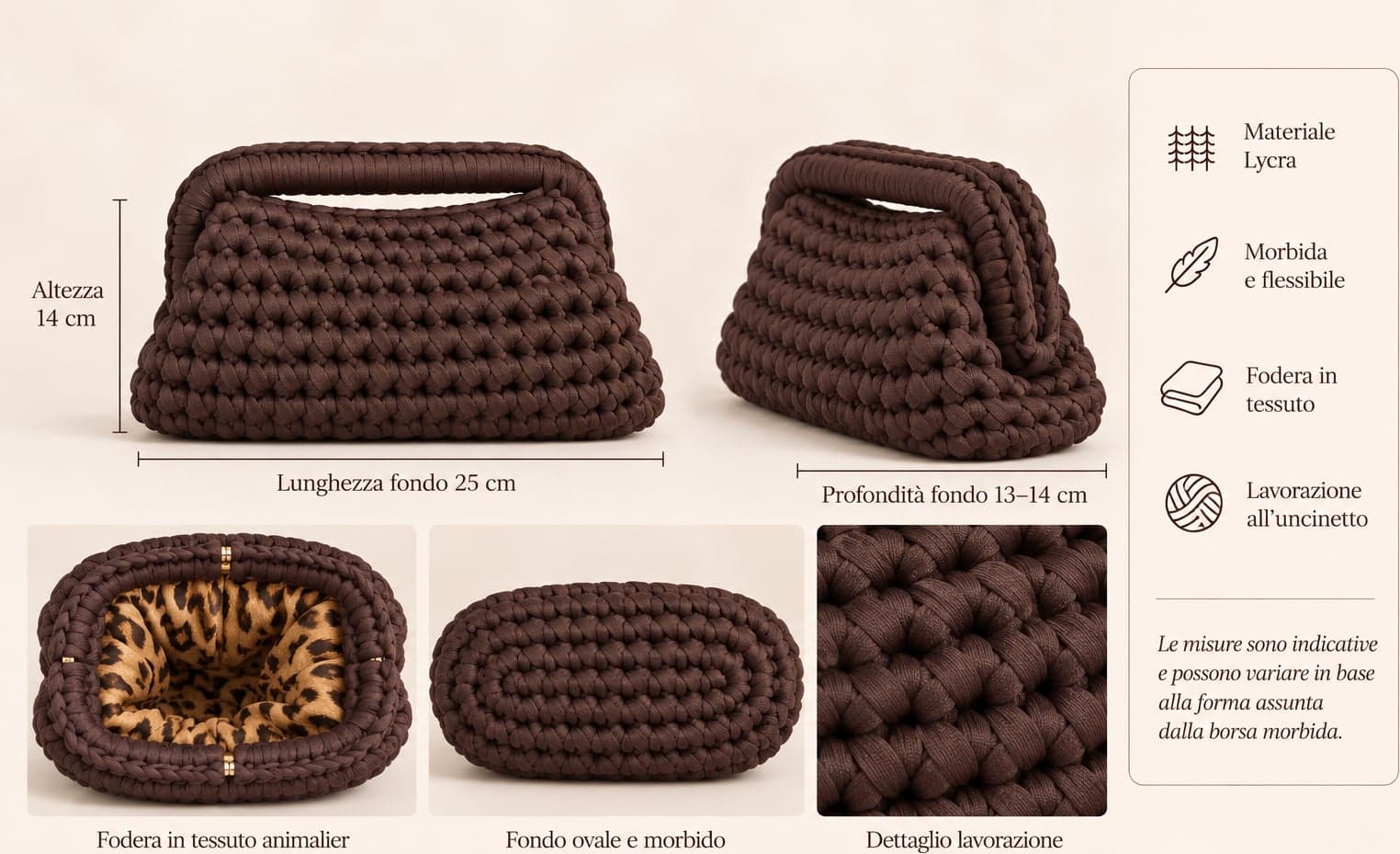 Clutch Bag marrone cioccolato con fodera animalier - 4
