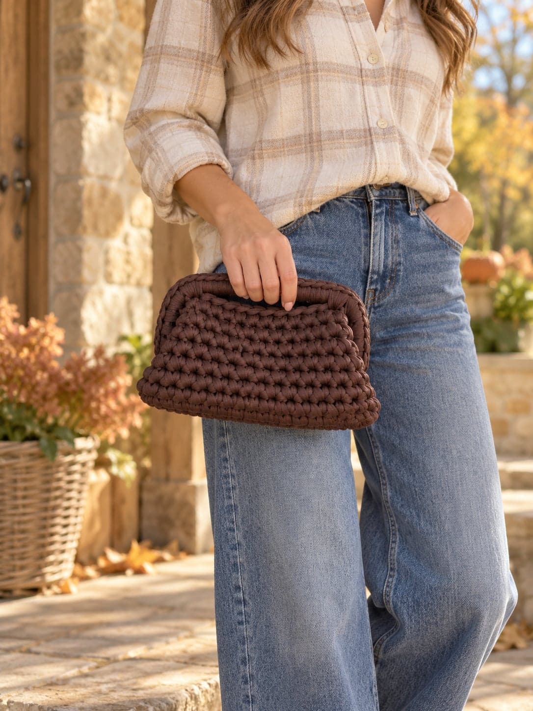 Clutch Bag marrone cioccolato con fodera animalier - 5