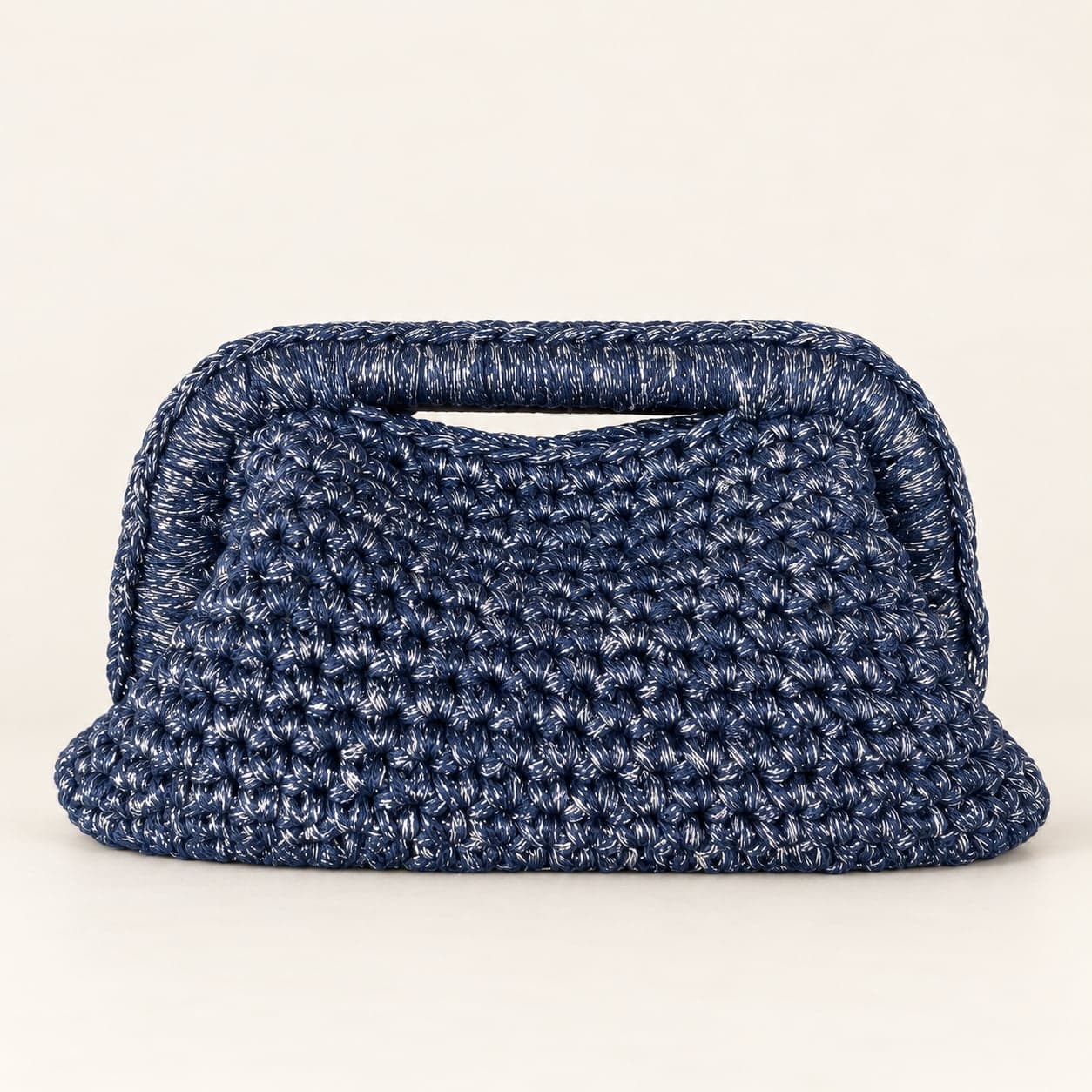 Clutch Bag all'uncinetto in cordino blu argento - 2