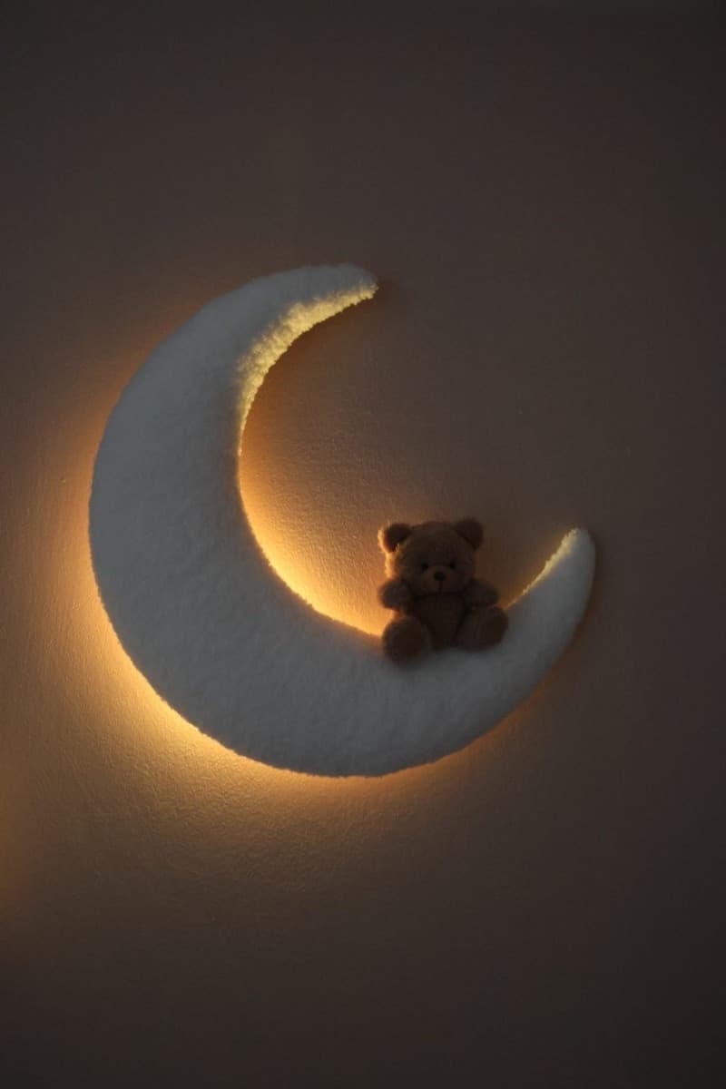 Applique murale bouclé Luna con Orsetto con luce LED - Little Loua - 4