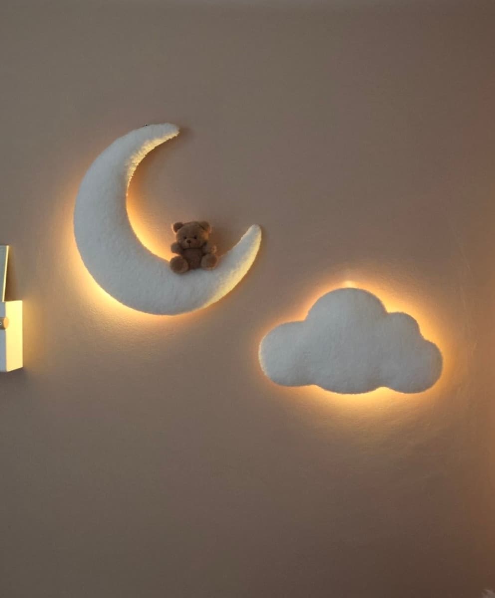 Applique murale bouclé Luna con Orsetto con luce LED - Little Loua - 9