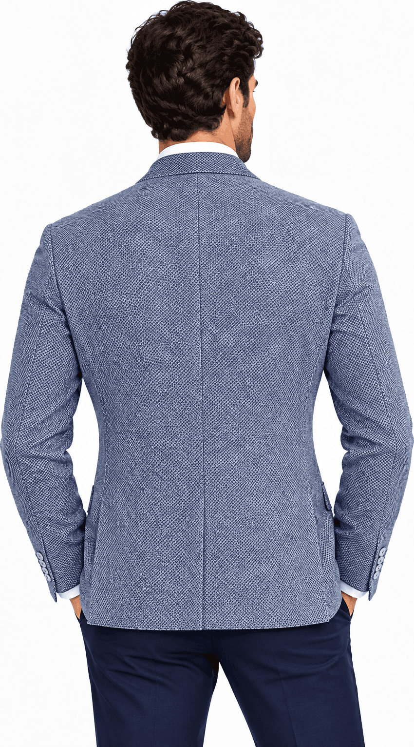 Giacca uomo Laboratori Italiani pied de poule blu navy e bianco - 2