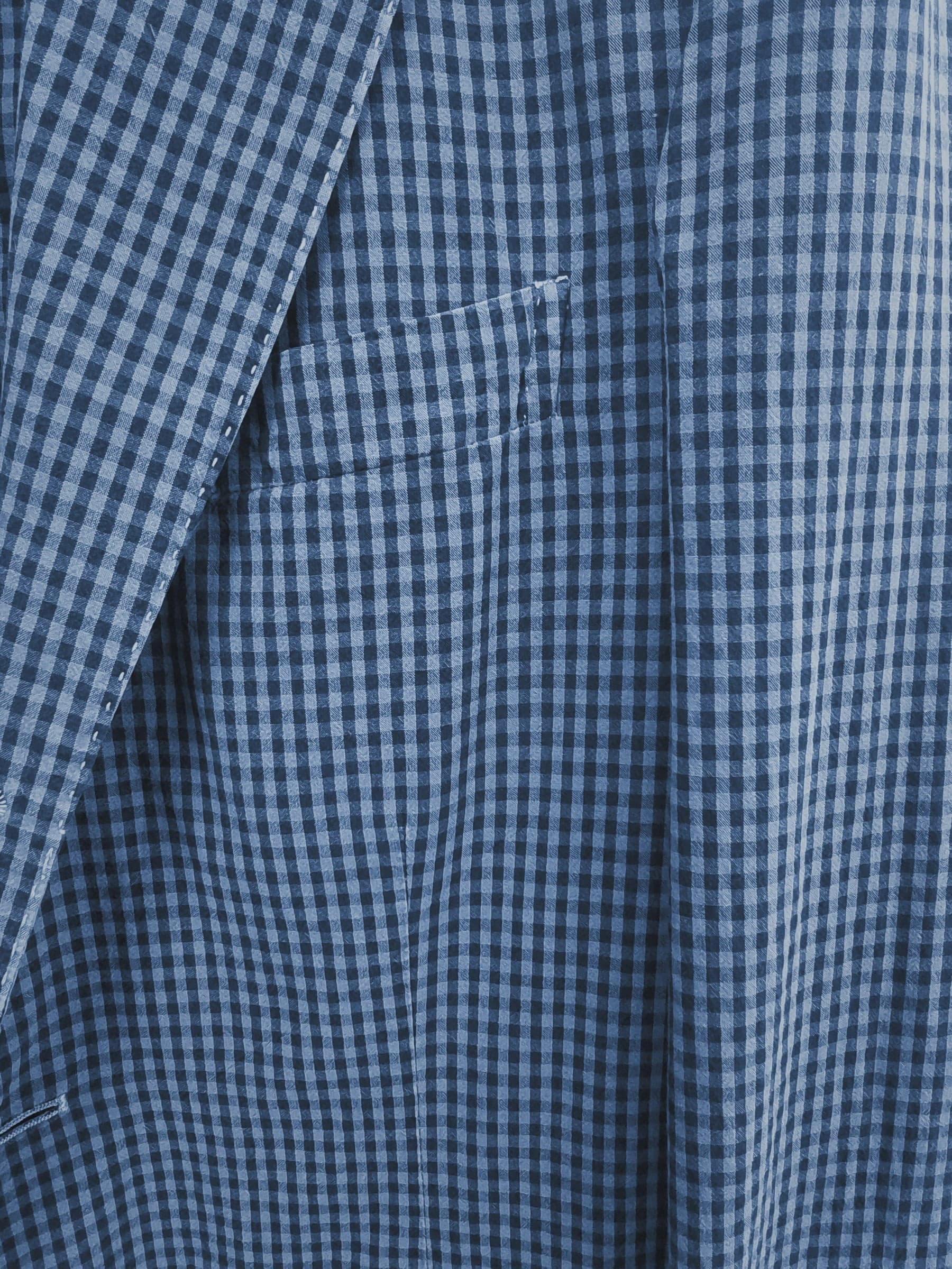 Giacca uomo The Gigi tre bottoni in cotone micro quadri blu - 3