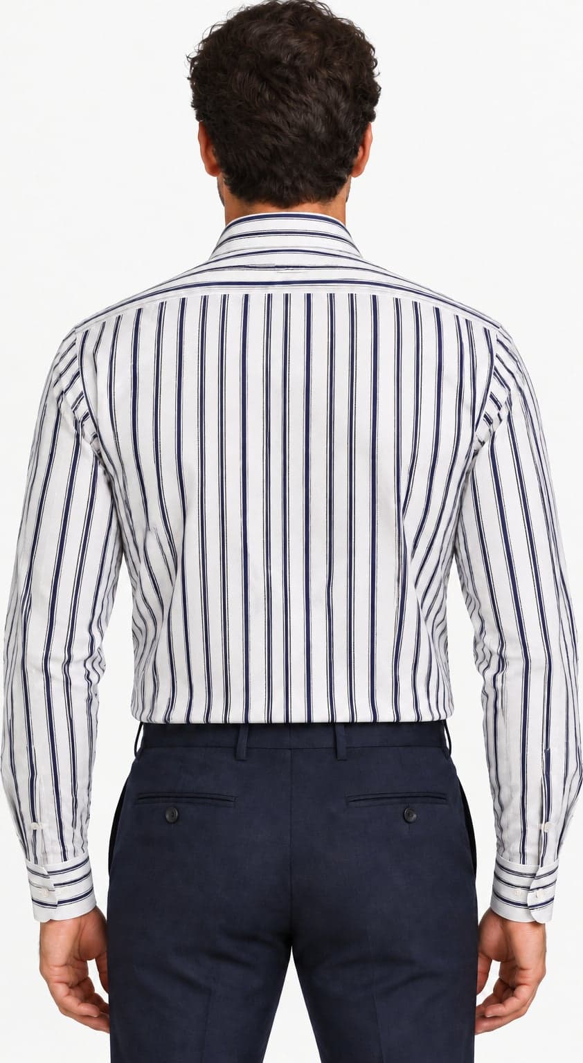 Camicia uomo Barba Napoli bianca a righe blu scuro - 2