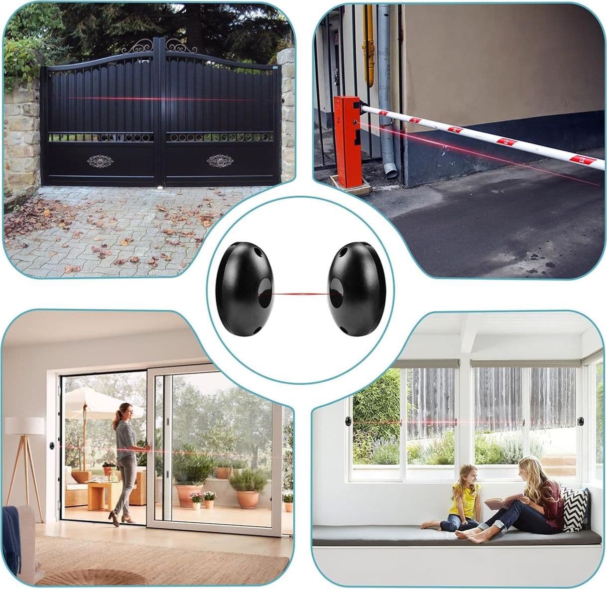 Coppia di Fotocellule Infrarossi Universali per Cancello Automatico e Garage Sensore di Sicurezza 12V-24V AC DC per Porte Scorrevoli Portata 15 Metri - 3