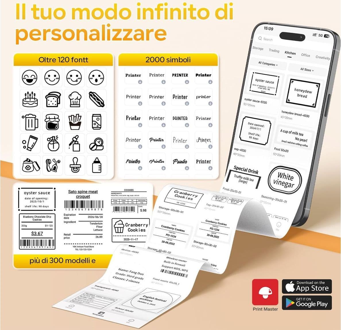Memoking A42 Stampante per Etichette Bluetooth Etichettatrice Termica Portatile per Codici a Barre Loghi e Indirizzi Supporta Altezze 20-50mm Ufficio e Negozio - 5