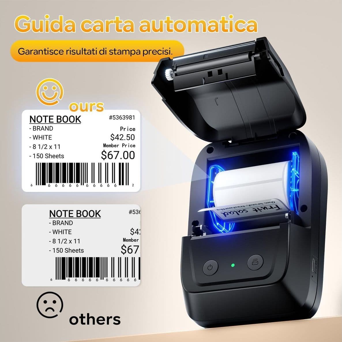 Memoking A42 Stampante per Etichette Bluetooth Etichettatrice Termica Portatile per Codici a Barre Loghi e Indirizzi Supporta Altezze 20-50mm Ufficio e Negozio - 6