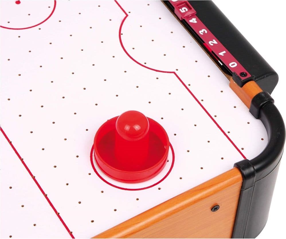 MINI AIR HOCKEY DA TAVOLO IN LEGNO GIOCO PORTATILE 50X30CM CON MANOPOLE DISCHETTI 237426 - 4