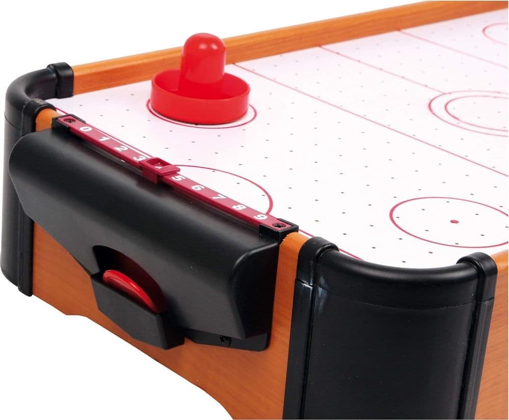 MINI AIR HOCKEY DA TAVOLO IN LEGNO GIOCO PORTATILE 50X30CM CON MANOPOLE DISCHETTI 237426 - 5