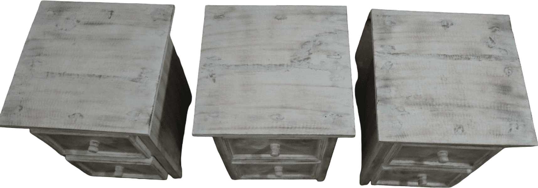 Comodino shabby chic in legno di albesia intagliato a mano – 37×36×50h cm - 5