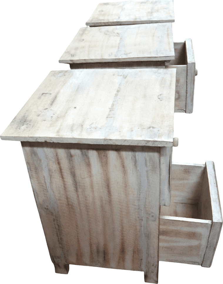 Comodino shabby chic in legno di albesia intagliato a mano – 37×36×50h cm - 7
