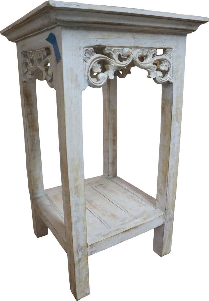 Alzata shabby chic in legno di albesia intagliato a mano – 2 misure disponibili comodino - 4