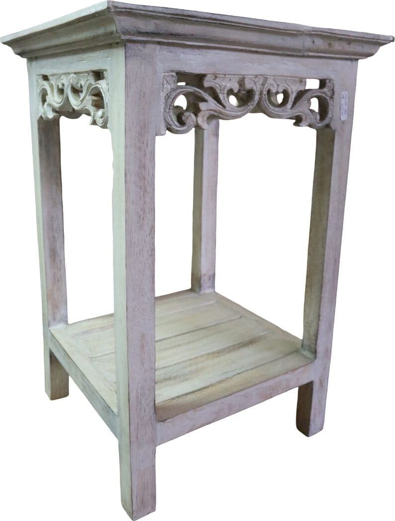 Alzata shabby chic in legno di albesia intagliato a mano – 2 misure disponibili comodino - 5