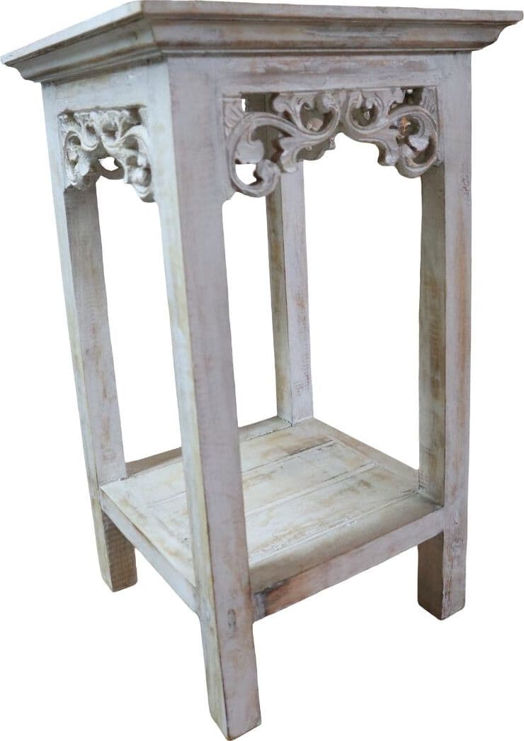 Alzata shabby chic in legno di albesia intagliato a mano – 2 misure disponibili comodino - 7